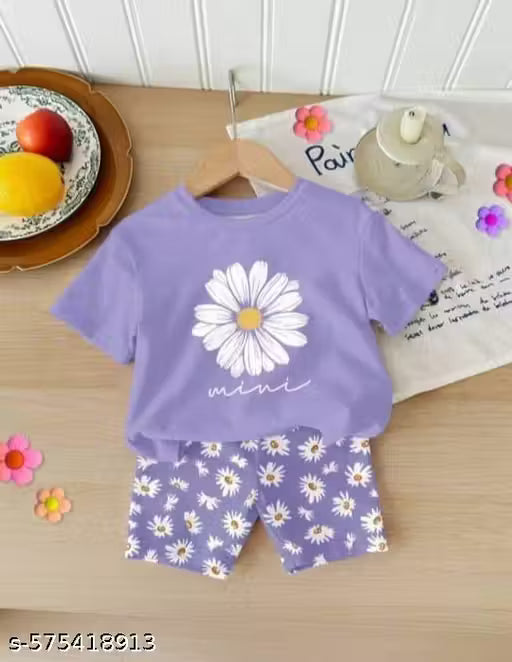 Girls Daisy Print Top & Shorts Set | Mini Co-Ord Set for Baby Girls (2M – 5Y)
