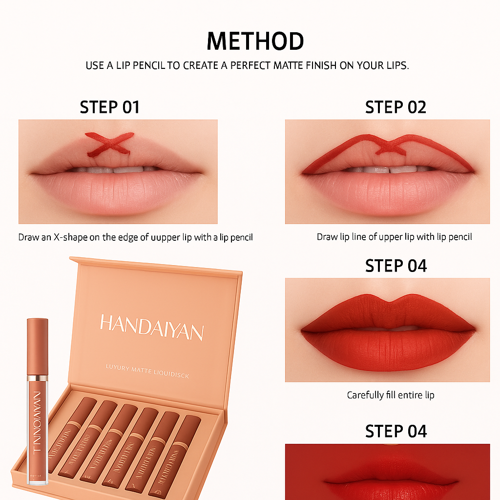 ✨ New Velvet Long Lasting Waterproof Non-Transfer Liquid Matte Lipstick – Set of 6 ✨