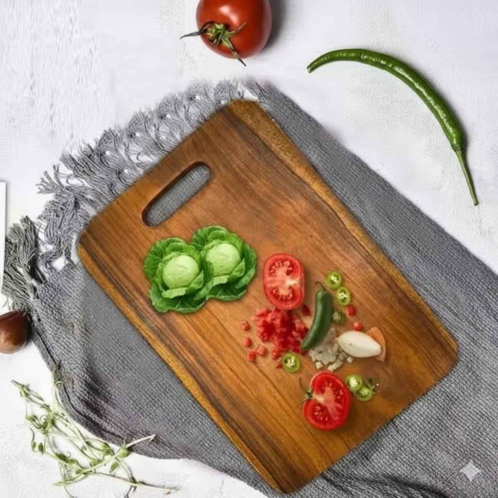 Premium Wooden Chopping Board – 30cm × 21.5cm (With Handle)