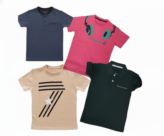 Kids Stylish Printed Cotton T-Shirts (Pack of 4)