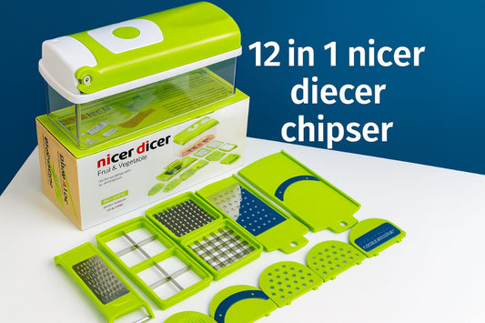 ⭐ 12 in 1 Multi-Functional Vegetable Cutter (Green)