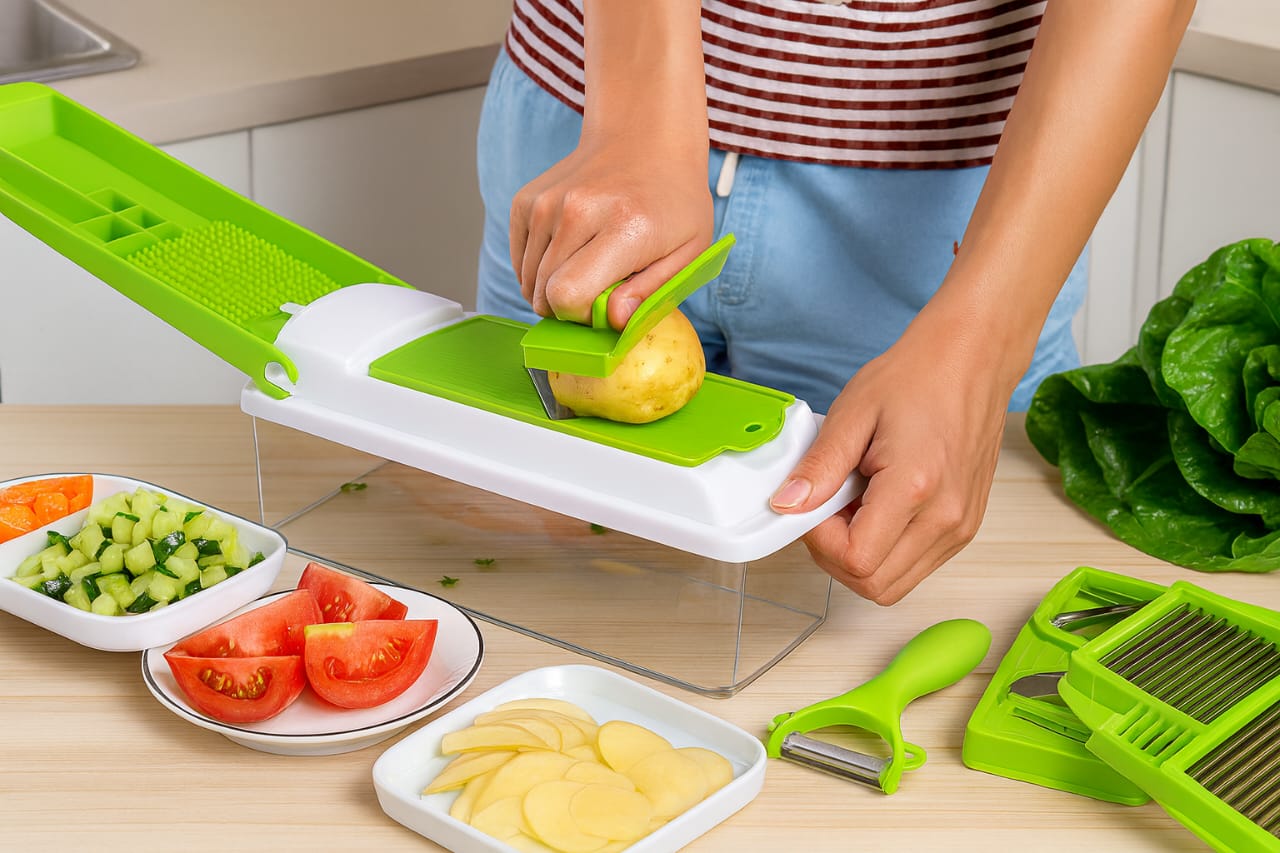 ⭐ 12 in 1 Multi-Functional Vegetable Cutter (Green)